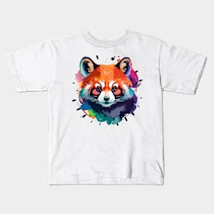 Vibrant Red Panda Watercolor Art Print Kids T-Shirt